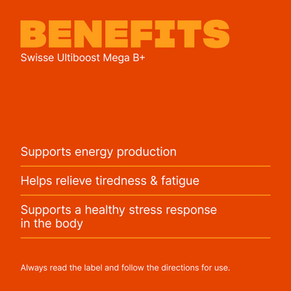 Swisse Ultiboost Mega B+ 60 Tablets High Potency Vitamin B Complex Energy