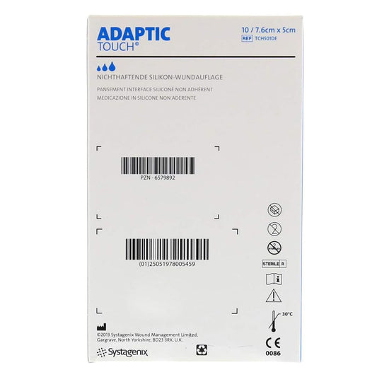 ADAPTIC TOUCH SILICONE DRESSING 5CM X 7.6CM BOX 10