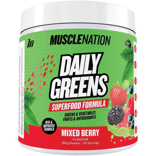 2 x Muscle Nation Daily Greens Mixed Berry 180g