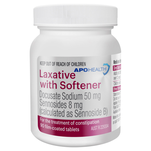 Apo Health Laxative With Softener 50mg Bottle 90 Tablets