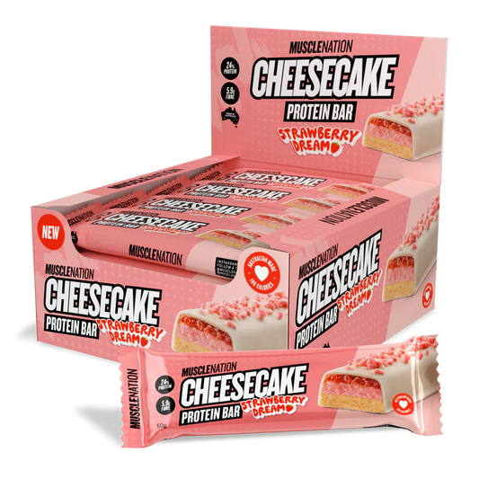 Muscle Nation Cheesecake Bar Strawberry 50g, Box of 12