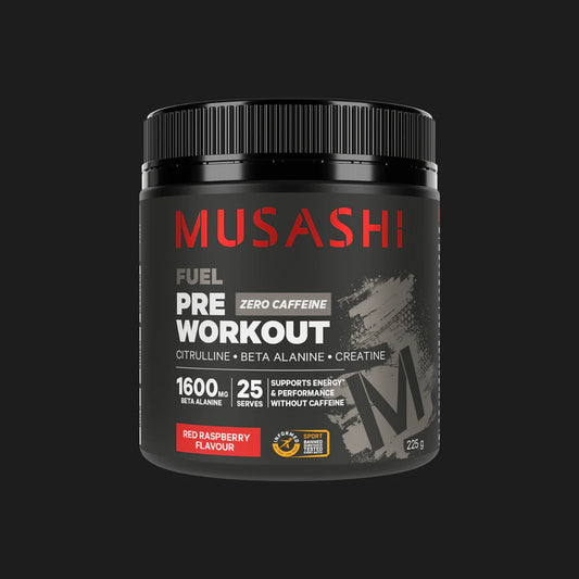 Musashi Pre Workout Zero Caffeine 225g- Red Raspberry