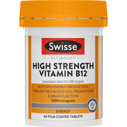 Swisse Ultiboost High Strength Vitamin B12 60 Tablets Energy Production Vegan