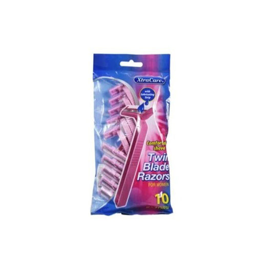 Xtracare female twin blades razors + lube strips Pkt 10