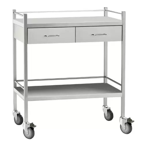 Dressing Trolley Stainless Steel 2 Draw Full Width