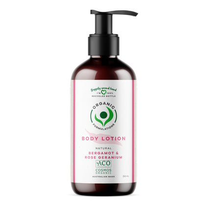 Organic Formulations Bergamot & Rose Geranium Body Lotion 250mL