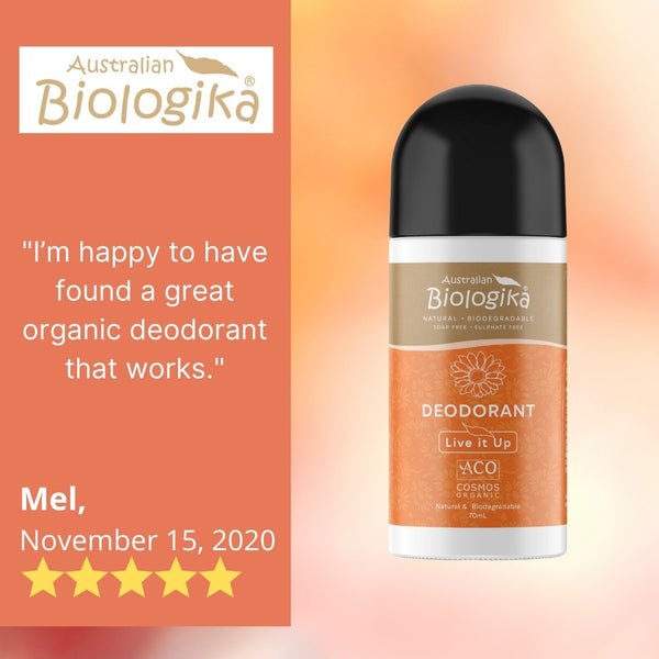 Australian Biologika Natural Live It Up Deodorant – Aluminiumfrei, 70 Ml, Mit Bio-Aloe Vera & ätherischen Ölen