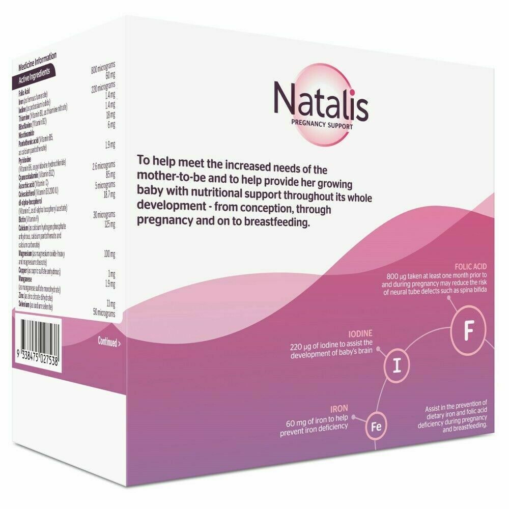 Natalis Pregnancy Support Multivitamin 100 Tablets (Elevit Generic) Iodine Folic