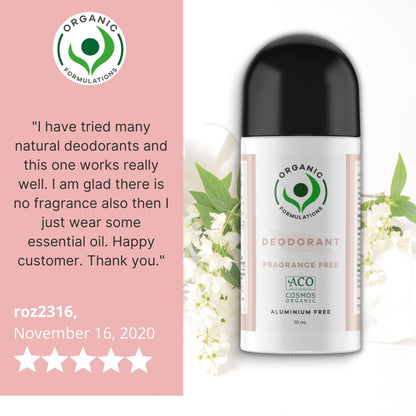 Organic Formulations Fragrance Free Deodorant 70ml