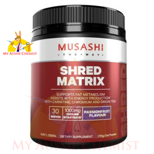 Musashi Shred Matrix 270g Oral Powder - Passionfruit Flavour Fat Metabolism