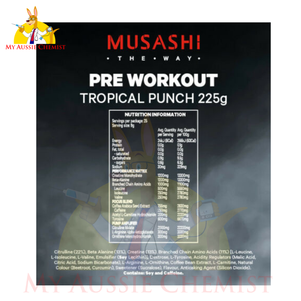 Musashi Pre-Workout Blend 225g High Potency Formula