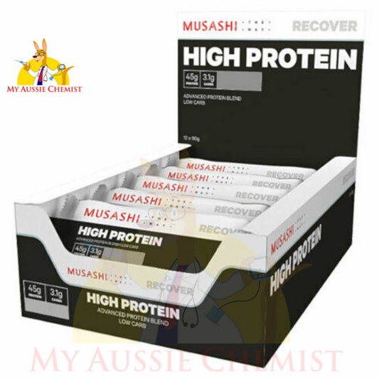 Musashi High Protein 12 x 90g Bars P45 Low Carb Advanced Protein Blend