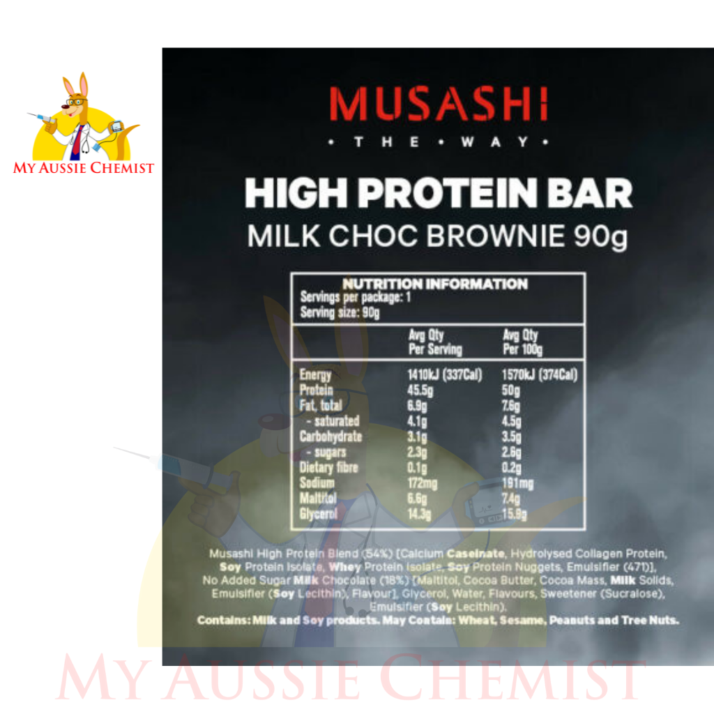 MUSASHI High Protein 12 x 90g Bars P45 Low Carb Advanced Protein Blend