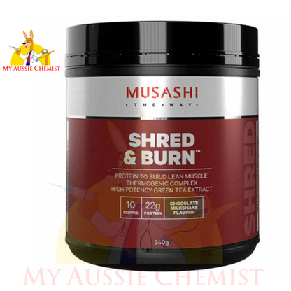 Musashi Shred & Burn Protein Powder Choose 340g 900g 2KG and Chocolate / Vanilla