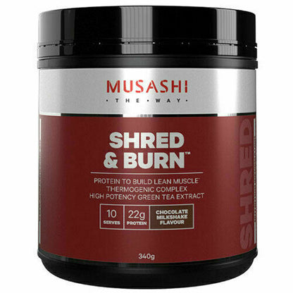 Musashi Shred & Burn Protein Powder Choose 340g 900g 2KG and Chocolate / Vanilla