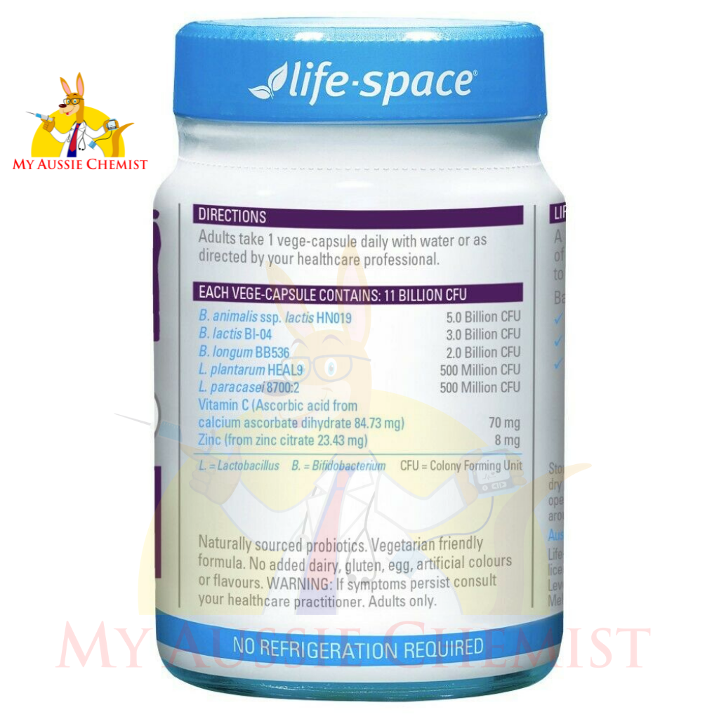 Life-Space Immune Support Probiotic 60 Vege Capsules with Added Vitamin C & Zinc