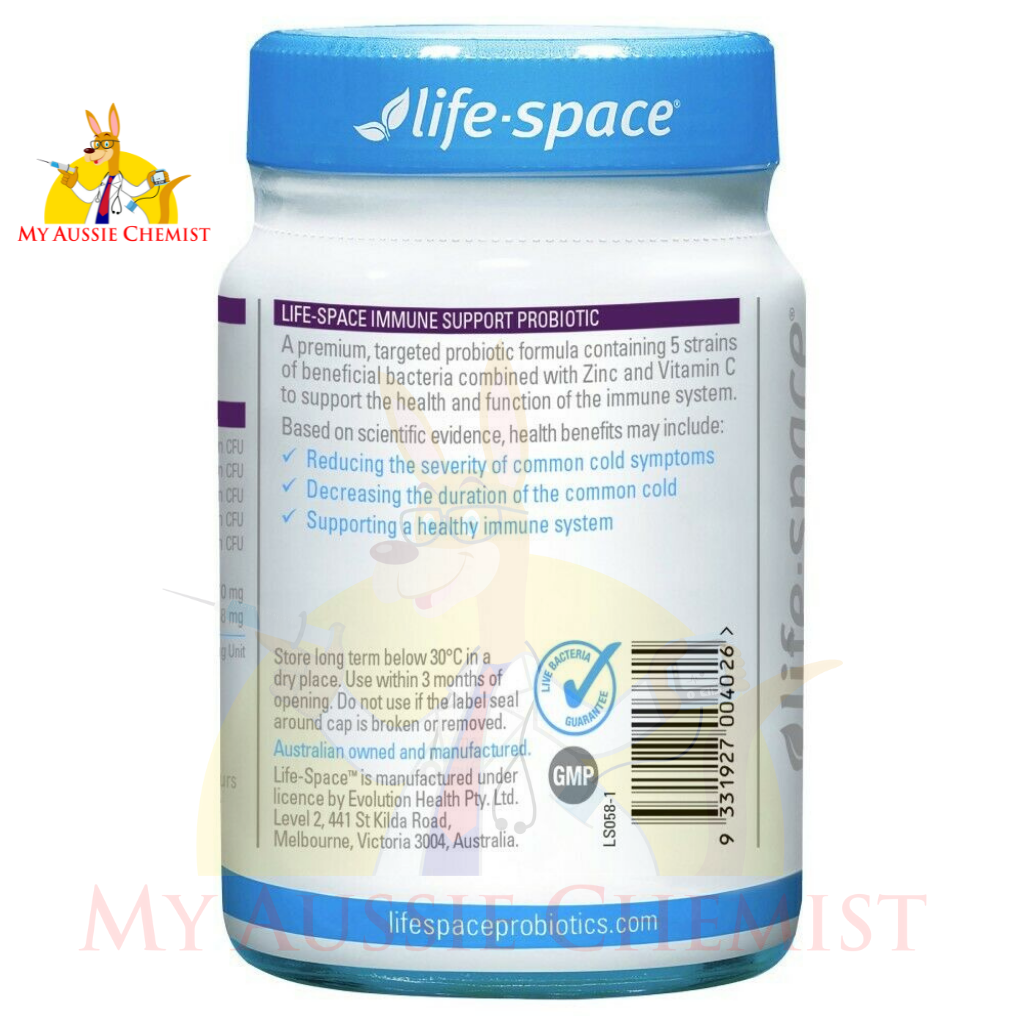 Life-Space Immune Support Probiotic 60 Vege Capsules with Added Vitamin C & Zinc