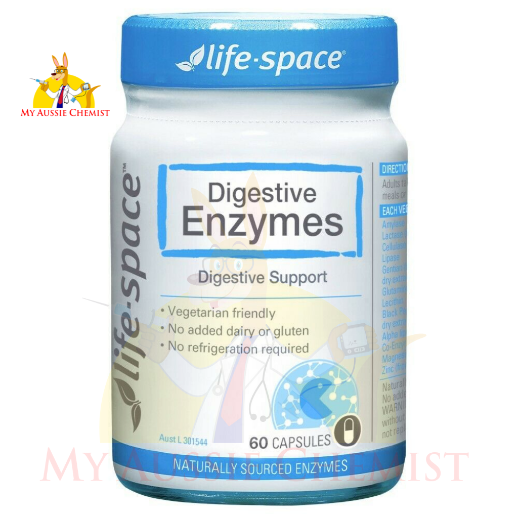 Life-Space Digestive Enzymes 60 Vege Capsules Healthy Digestive Function