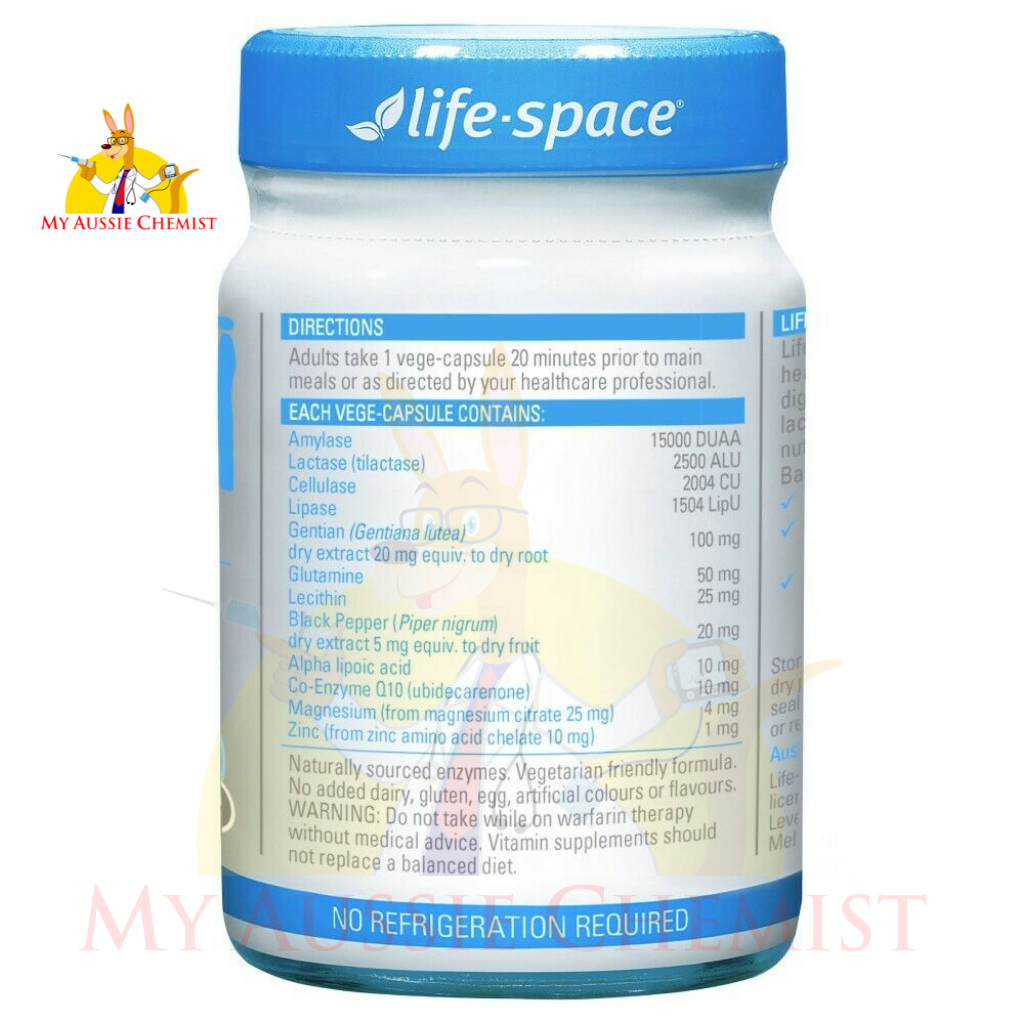 Life-Space Digestive Enzymes 60 Vege Capsules Healthy Digestive Function