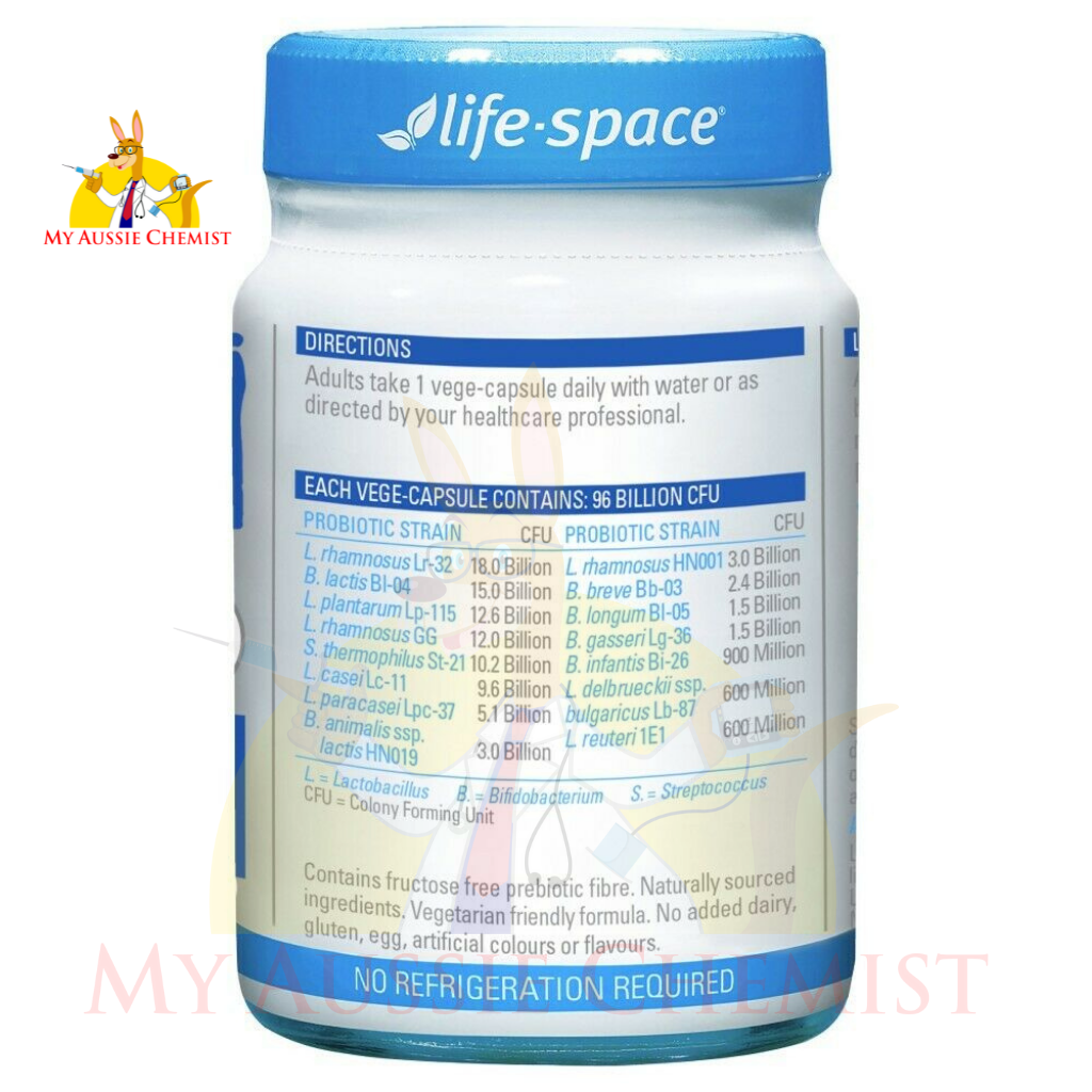 Life-Space Triple Strength Probiotic 30 Vege Capsules Fridge Free 96 Billion CFU