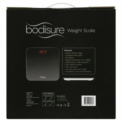 BodiSure Weight Scale Automatic ON/OFF LED Bathroom Scale Up To 180kg (BWS100)