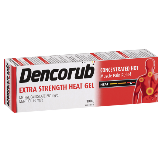 Dencorub Extra Strength Heat Gel 100g Concentrated Hot Muscle Fast Pain Relief