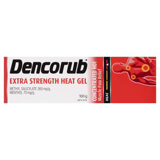 Dencorub Extra Strength Heat Gel 100g Concentrated Hot Muscle Fast Pain Relief