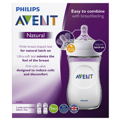 Philips Avent BABY BOTTLES 260ML 2PK Philips Avent Natural Response Baby Bottle 260mL 2 Pack