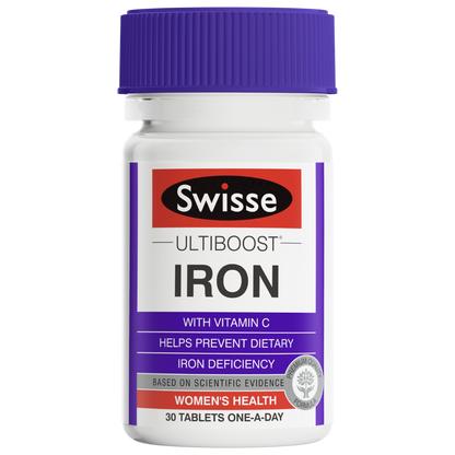 Swisse Ultiboost Iron 30 Tablets with Vitamin C Spirulina Fatigue Women's Health