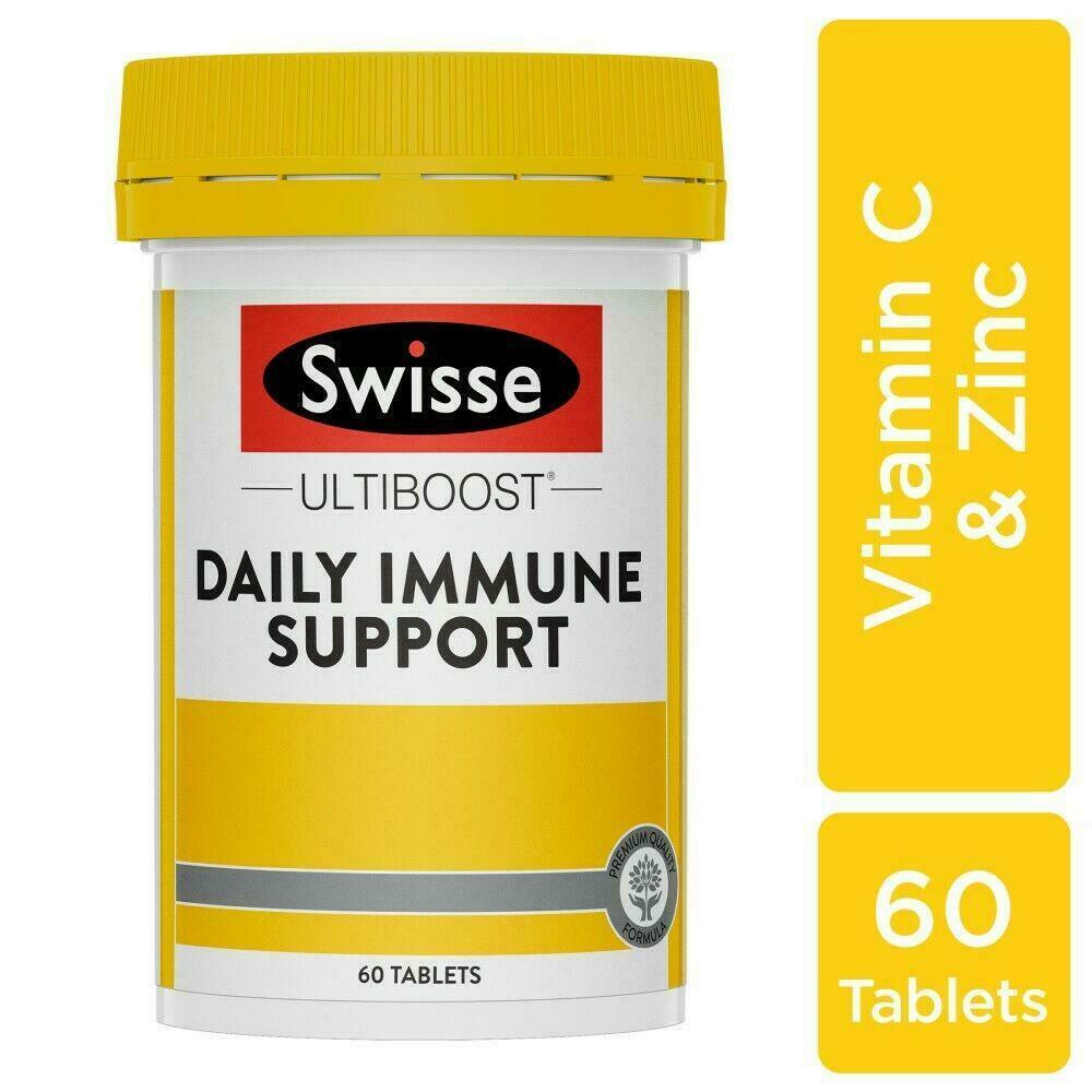 Swisse Ultiboost Daily Immune Support 60 Tablets Vitamin C, Zinc & Olive Leaf