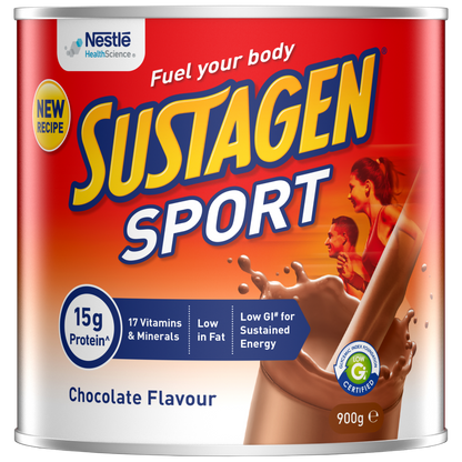 Sustagen Sport 900g - Chocolate Flavour 15g Protein Sustained Energy Low GI Fat