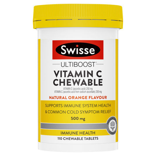 Swisse Ultiboost Vitamin C Chewable 110 Tablets 500mg Immune Health Colds Relief