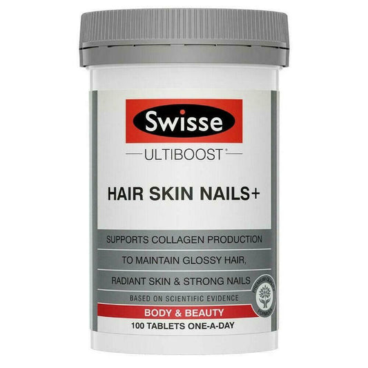 Swisse Ultiboost Hair Skin Nails+ 100 Tablets Supports Collagen Production