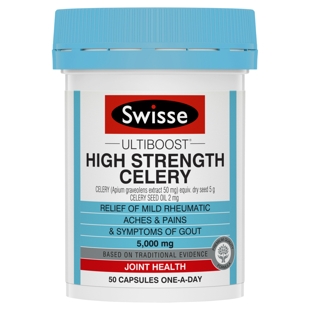 Swisse Ultiboost High Strength Celery 5000mg 50 Capsules Gout Rheumatism Relief