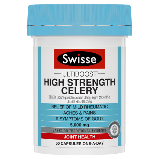 Swisse Ultiboost High Strength Celery 5000mg 50 Capsules Gout Rheumatism Relief