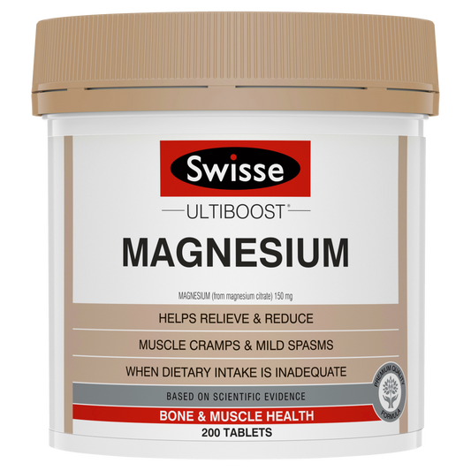 Swisse Ultiboost Magnesium 200 Tablets Bone & Muscle Health Cramps Spasms Vegan