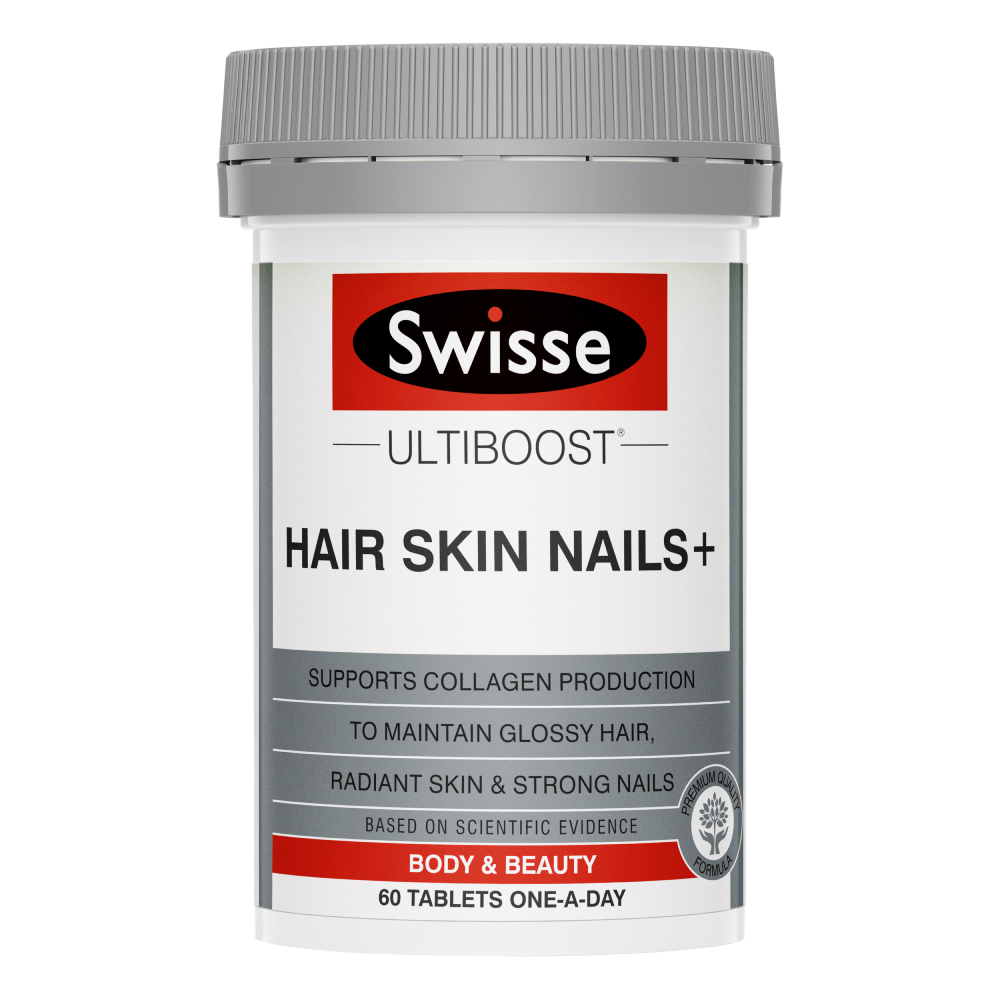 Swisse Ultiboost Hair Skin Nails+ 60 Tablets Supports Collagen Production Beauty