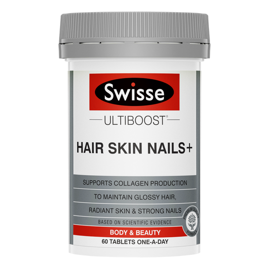 Swisse Ultiboost Hair Skin Nails+ 60 Tablets Supports Collagen Production Beauty