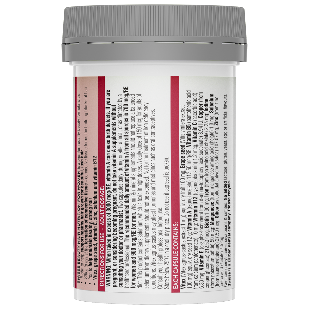 Swisse Beauty Hair Nutrition for Women 60 Capsules Supports Healthy Hair Growth