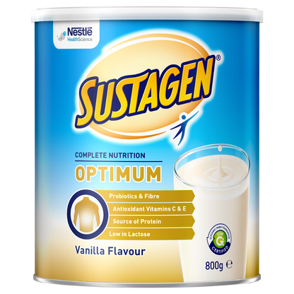 Sustagen Optimum 800g - Vanilla Flavour Complete Nutrition w/ Probiotics & Fibre