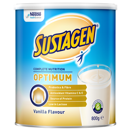 Sustagen Optimum 800g - Vanilla Flavour Complete Nutrition w/ Probiotics & Fibre