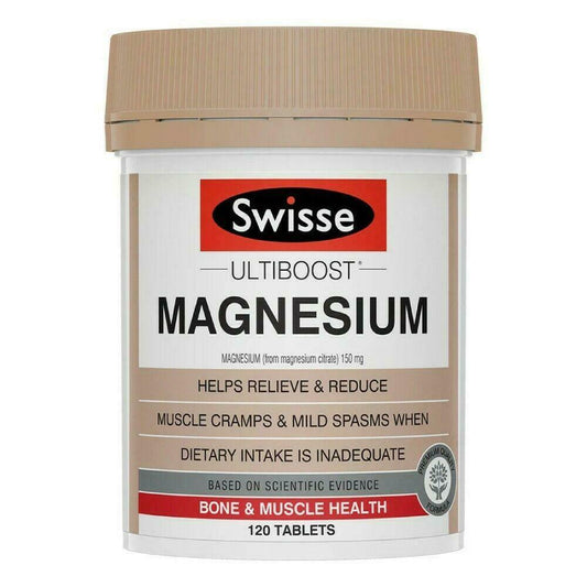 Swisse Ultiboost Magnesium 120 Tablets Bone & Muscle Health Cramps Spasms Vegan