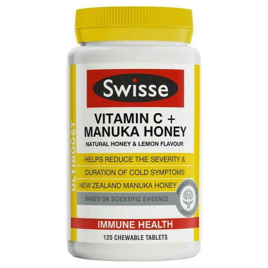 Swisse Ultiboost Vitamin C + Manuka Honey 120 Chewable Tablets Immune Health