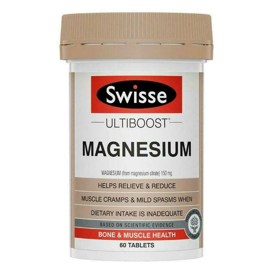Swisse Ultiboost Magnesium 60 Tablets Bone & Muscle Health Cramps Spasms Vegan