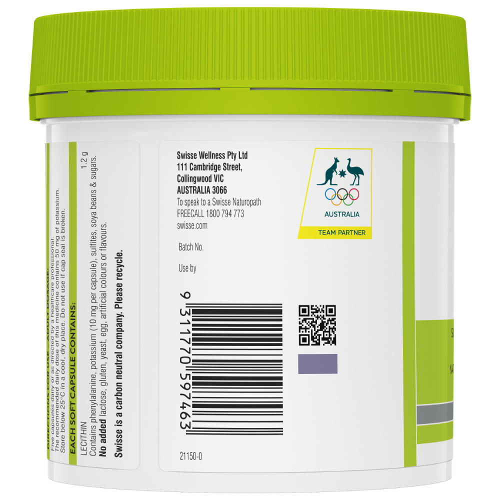 Swisse Ultiboost Lecithin 1200mg 150 Capsules Supports Healthy Liver Function