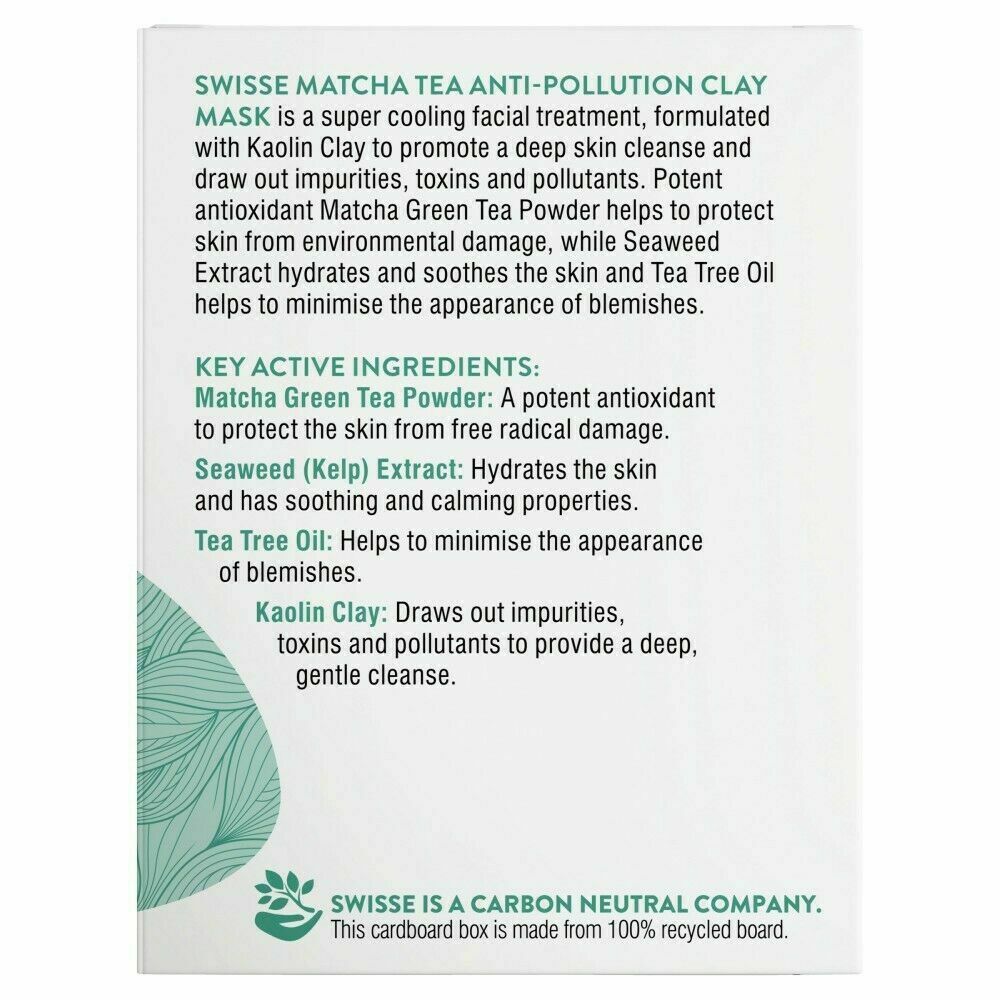 Swisse Matcha Tea Anti-Pollution Clay Mask 70g Balance Oily/Combination Skin