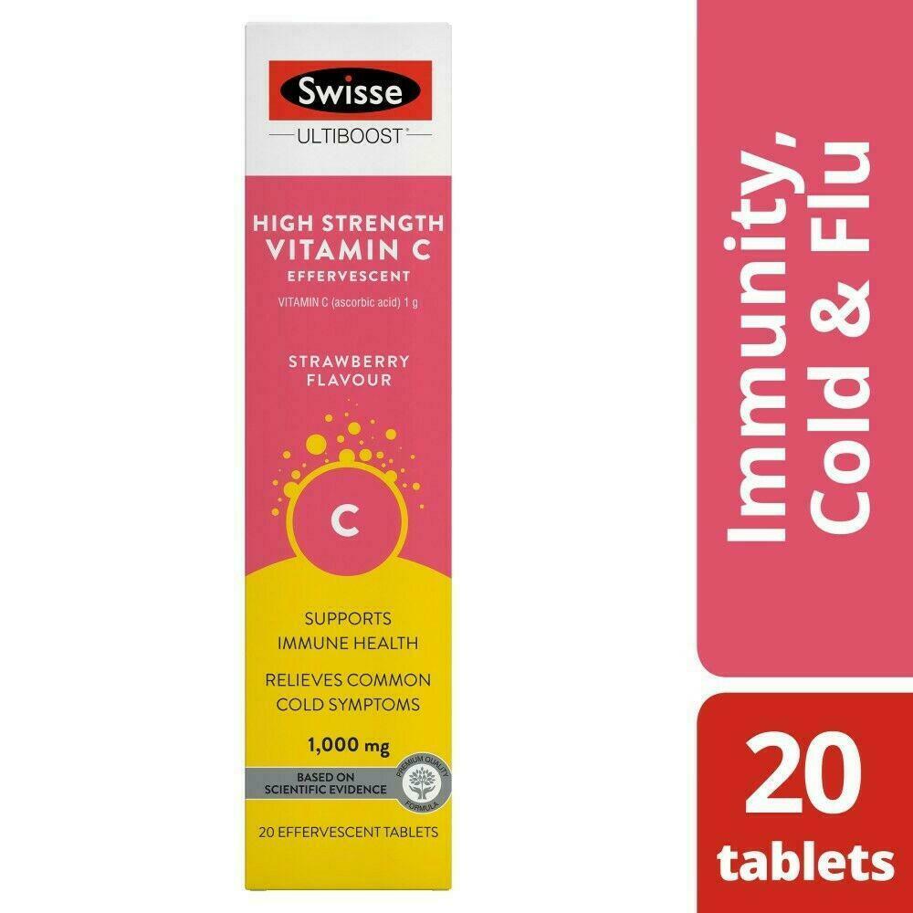 Swisse Ultiboost High Strength Vitamin C 20 Effervescent Tablets 1000mg Immunity