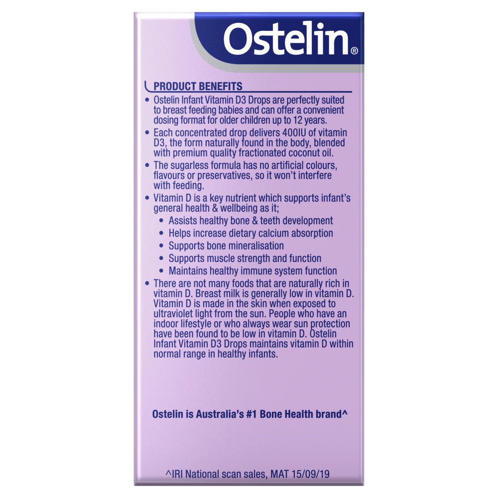 Ostelin Infant Vitamin D3 Drops 2.4mL Healthy Bone Development & Immune Function