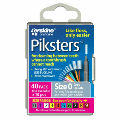 Piksters Interdental Brushes Reusable Dental Floss Brush 40Pk All Size Available
