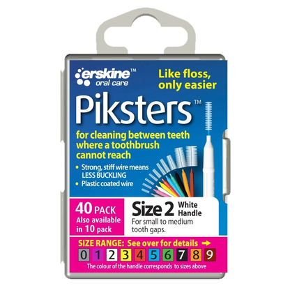 Piksters Interdental Brushes Reusable Dental Floss Brush 40Pk All Size Available